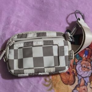 Checkered Beige and White Mini Crossbody Bag